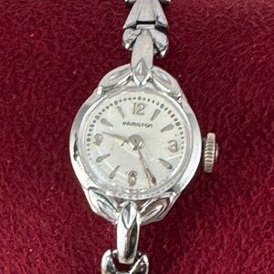 Vintage Early 1960's 10 Karat White Gold Filled Hamilton Mechanical  Watch